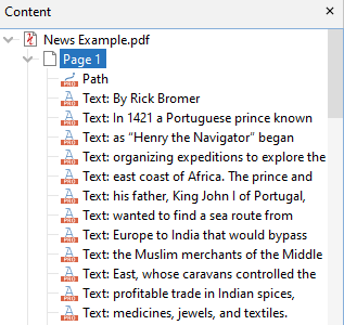 Screenshot of hierarchy of text on page for read out loud